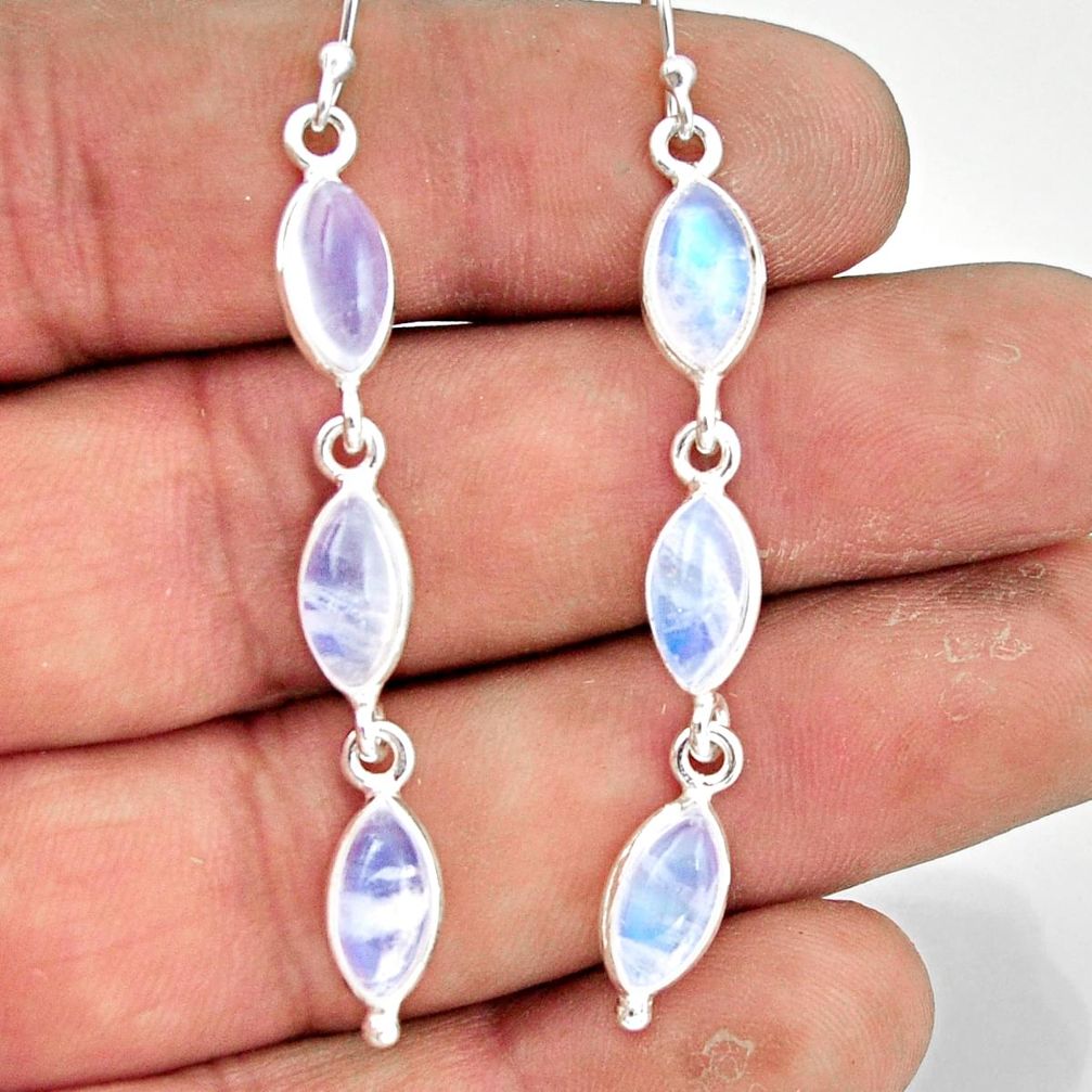 11.40cts natural rainbow moonstone 925 sterling silver dangle earrings r42109