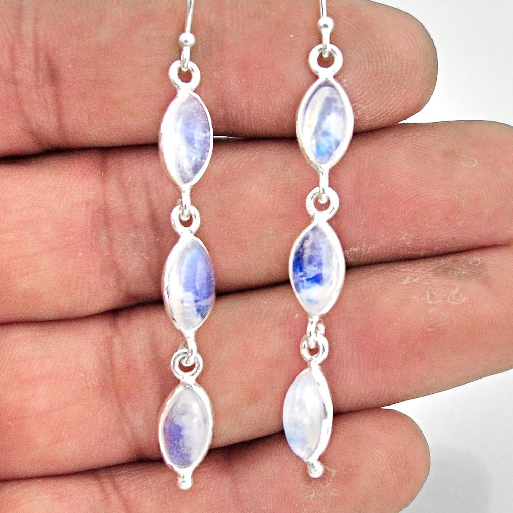 10.53cts natural rainbow moonstone 925 sterling silver dangle earrings r42110