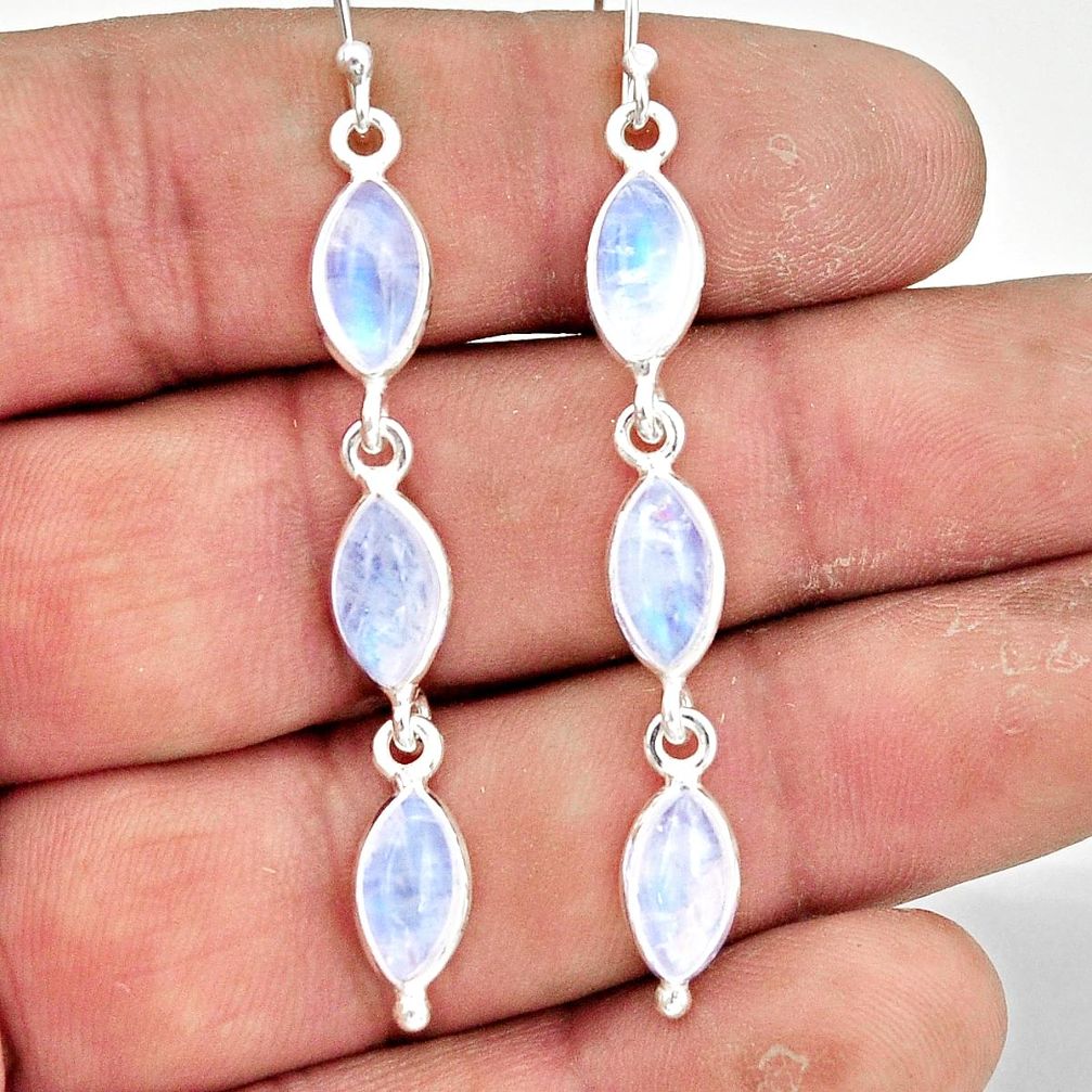 11.34cts natural rainbow moonstone 925 sterling silver dangle earrings r42113