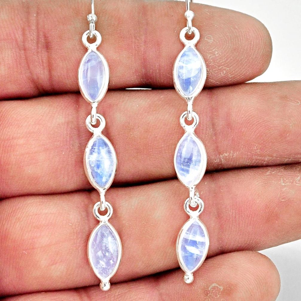 10.33cts natural rainbow moonstone 925 sterling silver dangle earrings r42118