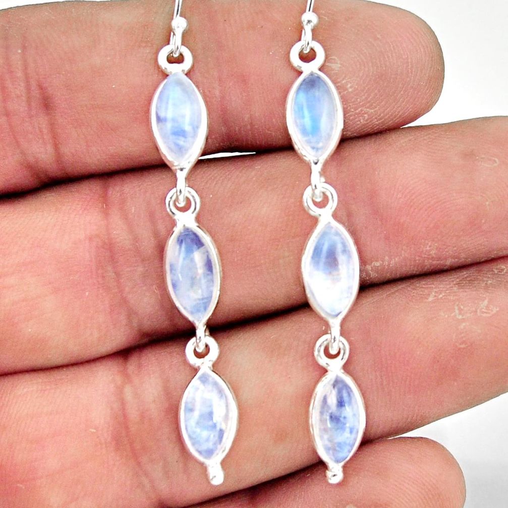 11.40cts natural rainbow moonstone 925 sterling silver dangle earrings r42119