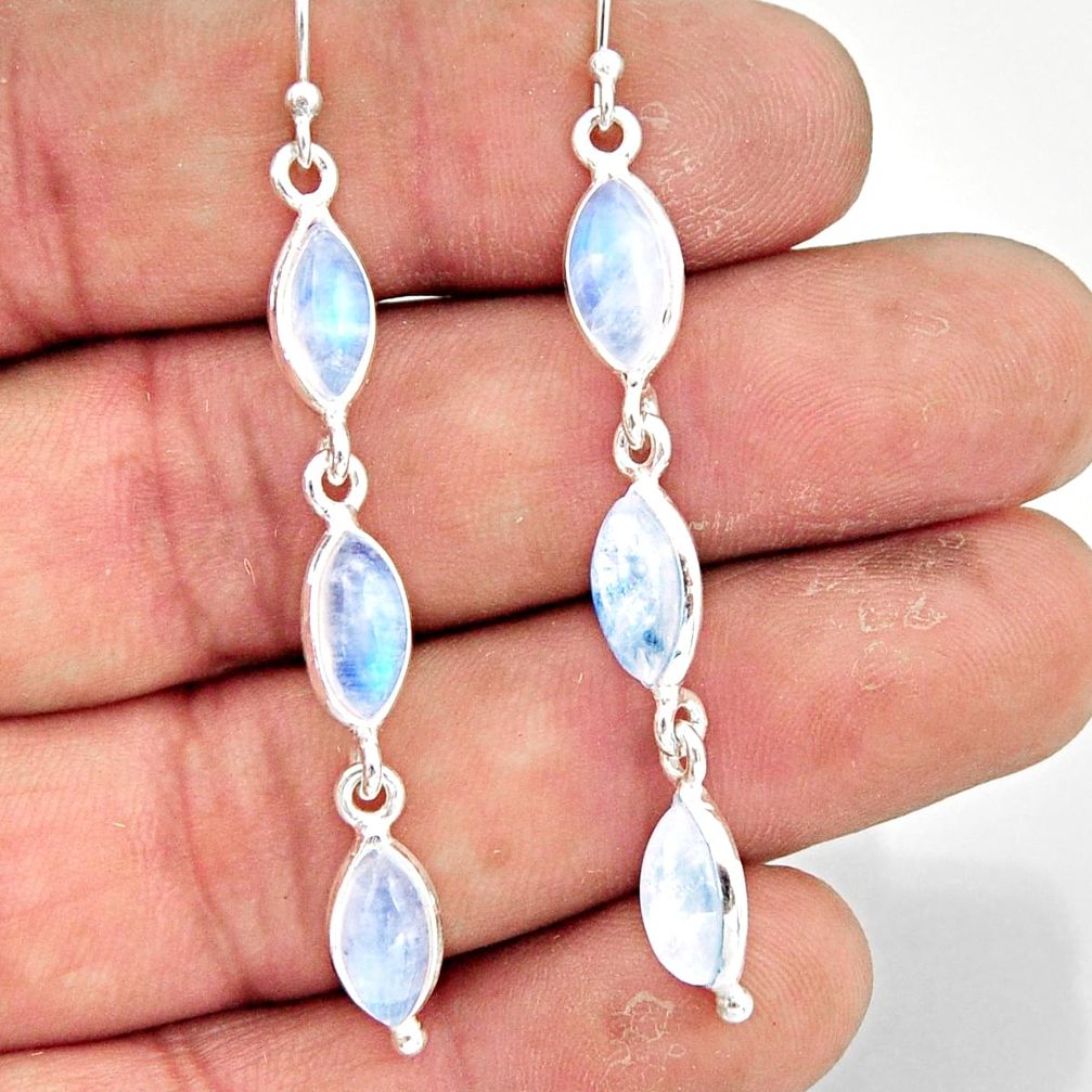 11.09cts natural rainbow moonstone 925 sterling silver dangle earrings r42120