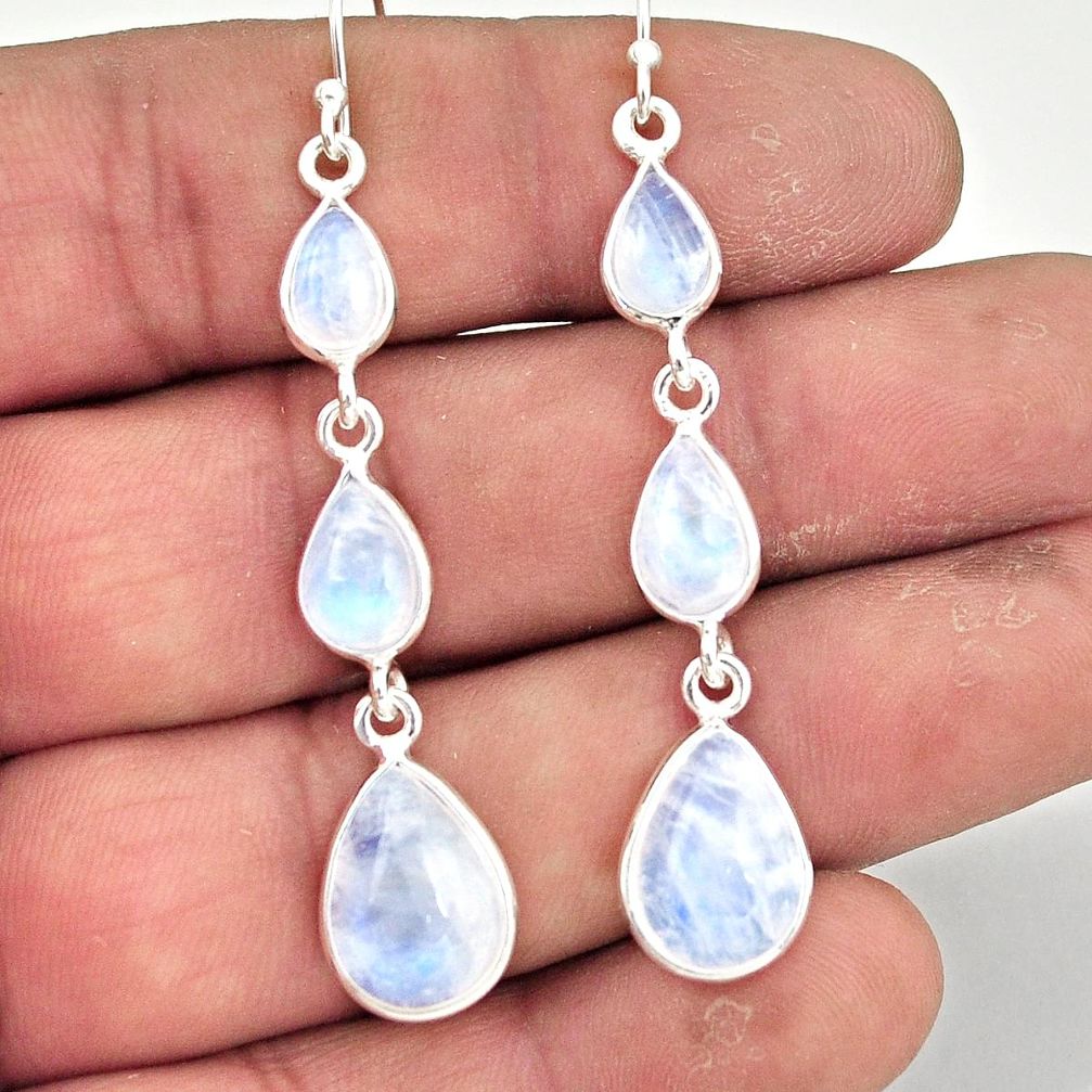 15.85cts natural rainbow moonstone 925 sterling silver dangle earrings r42262