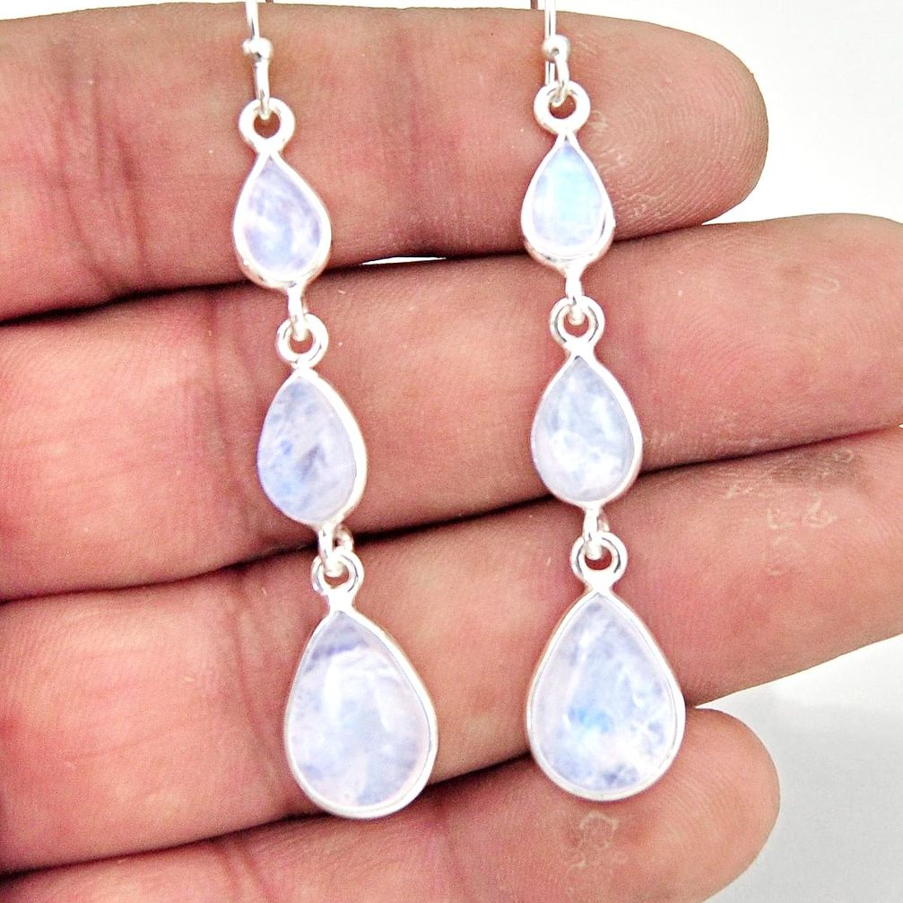 14.81cts natural rainbow moonstone 925 sterling silver dangle earrings r42263