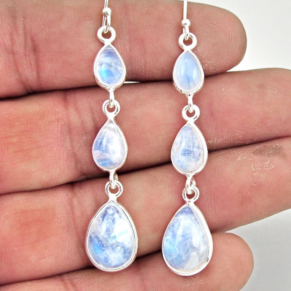 15.34cts natural rainbow moonstone 925 sterling silver dangle earrings r42267