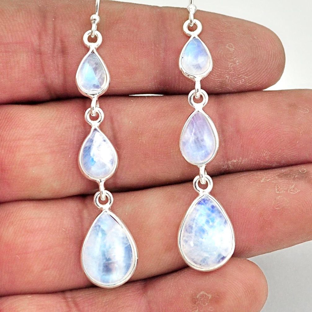 15.60cts natural rainbow moonstone 925 sterling silver dangle earrings r42268