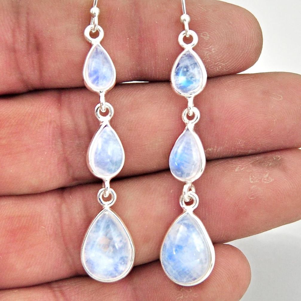 14.53cts natural rainbow moonstone 925 sterling silver dangle earrings r42269