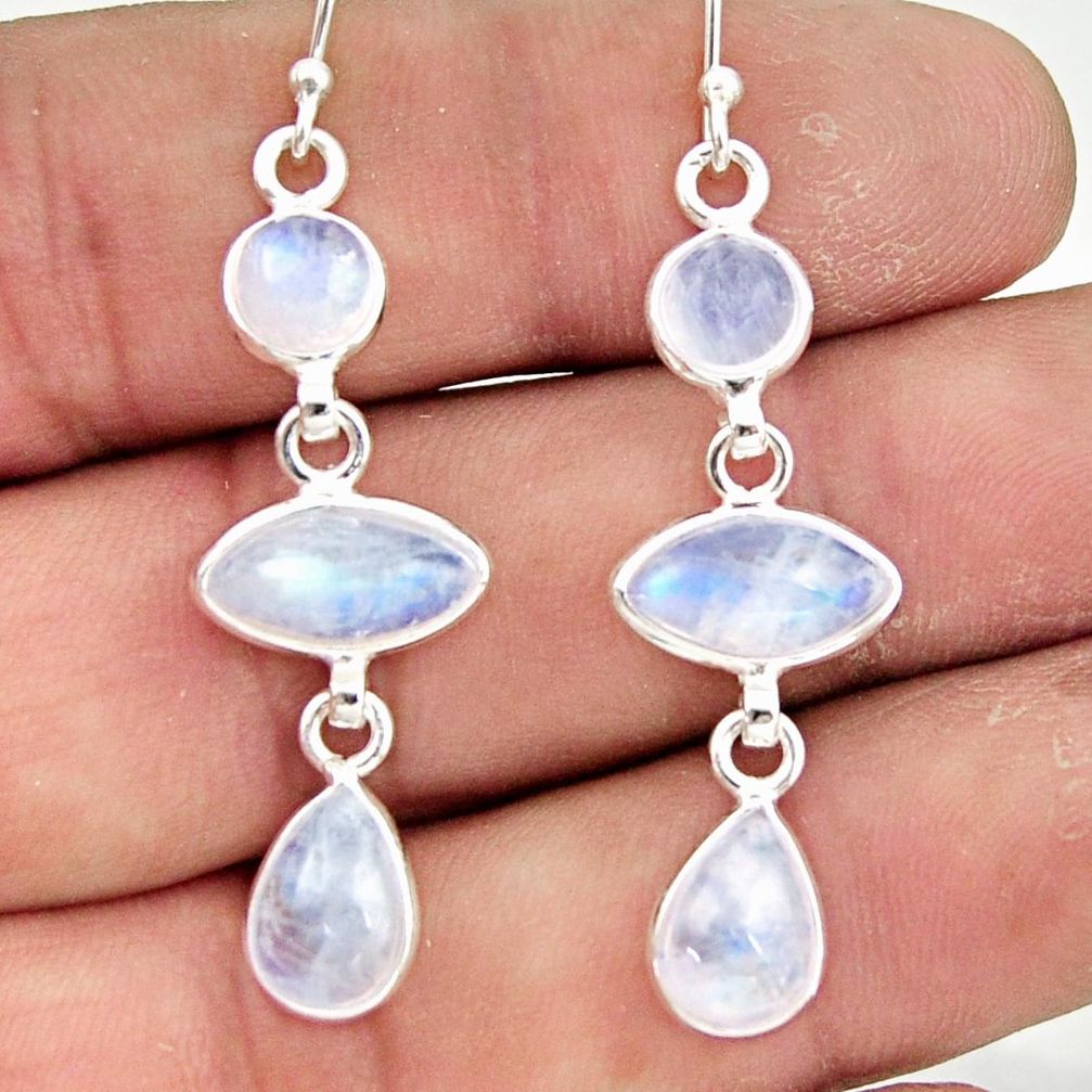 11.45cts natural rainbow moonstone 925 sterling silver dangle earrings r42273