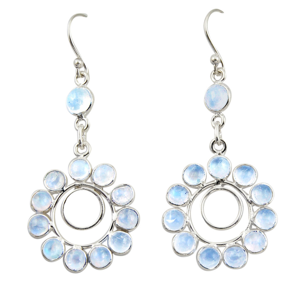 11.18cts natural rainbow moonstone 925 sterling silver dangle earrings r42300