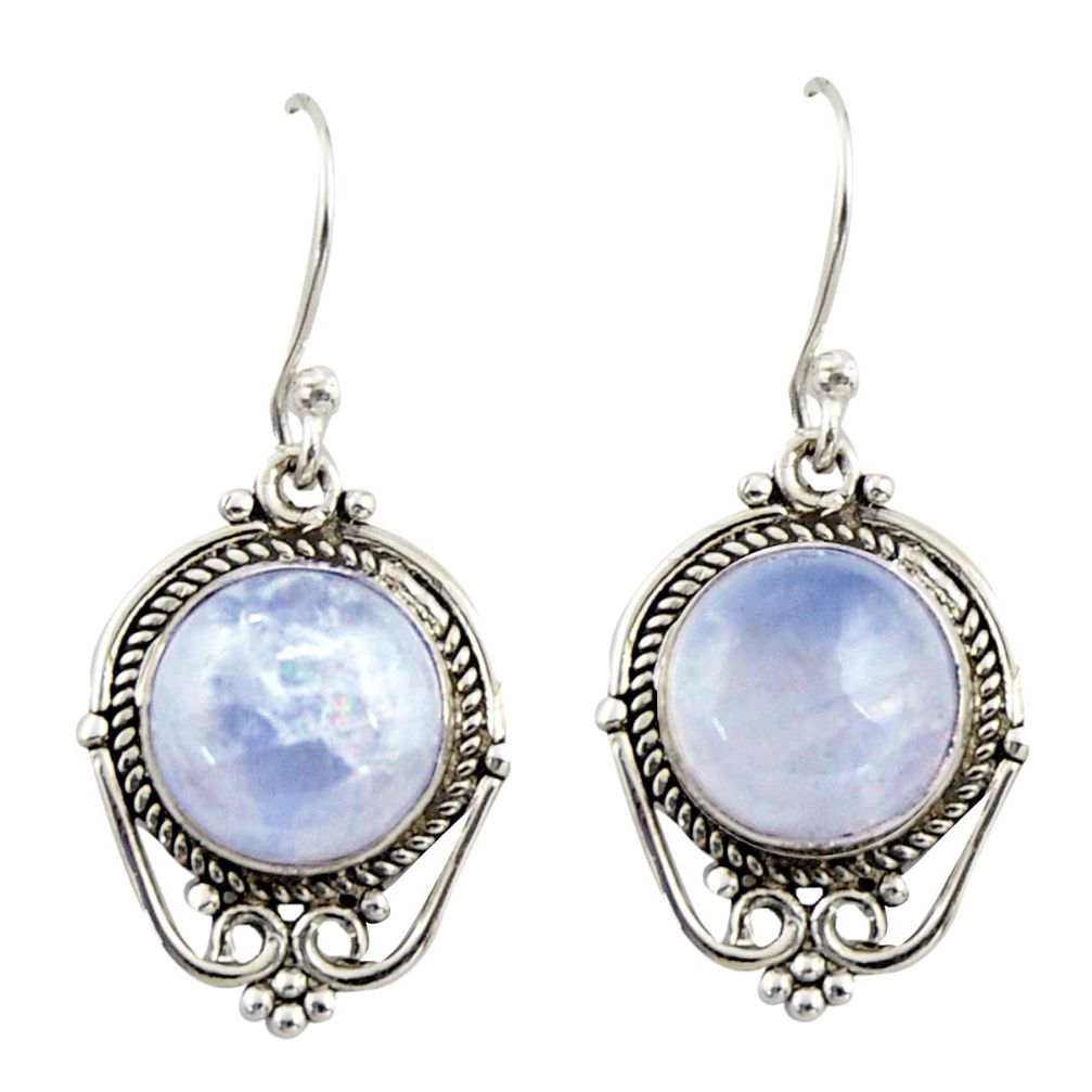 8.17cts natural rainbow moonstone 925 sterling silver dangle earrings r42340