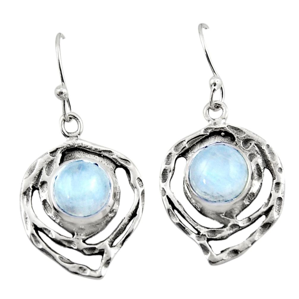 6.41cts natural rainbow moonstone 925 sterling silver dangle earrings r42875