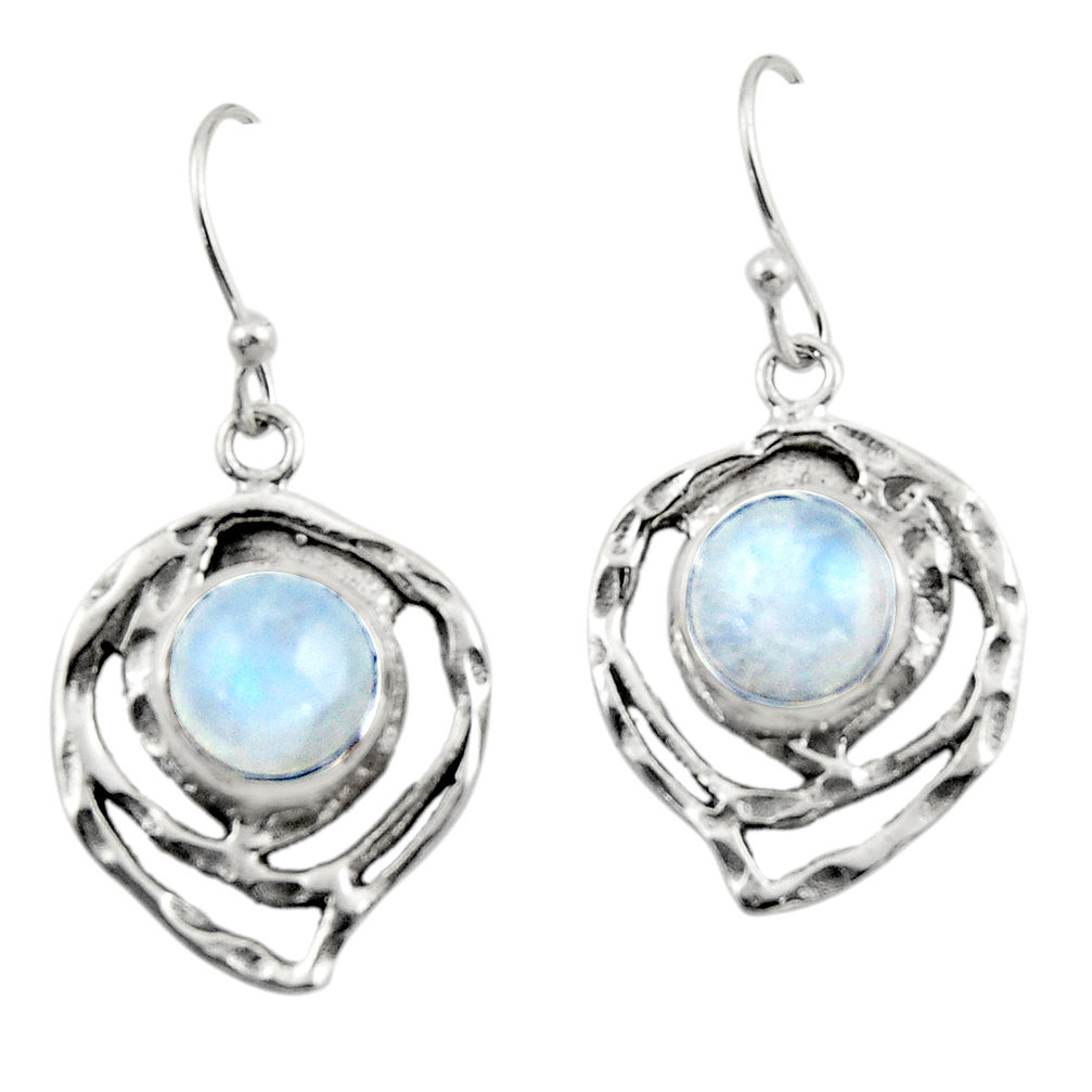 6.23cts natural rainbow moonstone 925 sterling silver dangle earrings r42876