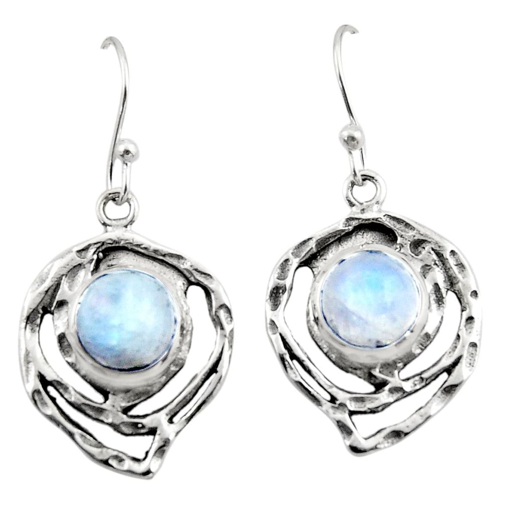 6.19cts natural rainbow moonstone 925 sterling silver dangle earrings r42877