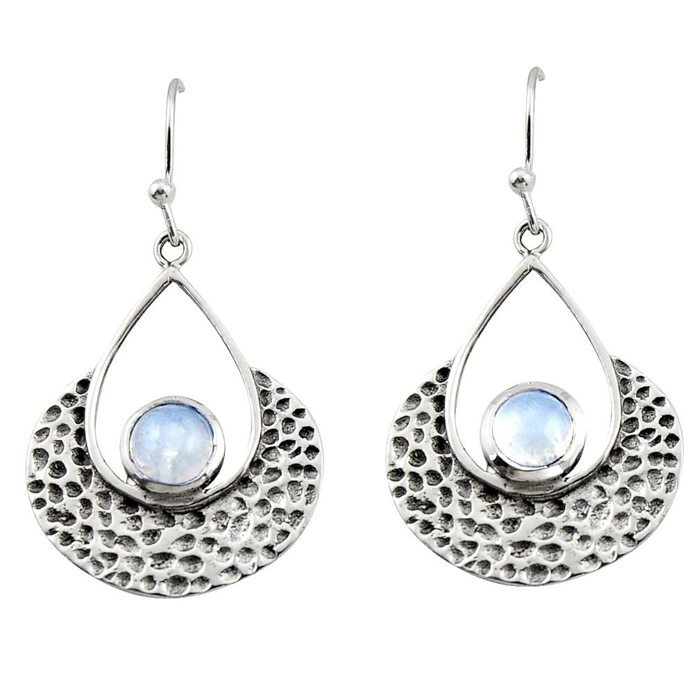 1.88cts natural rainbow moonstone 925 sterling silver dangle earrings r42900