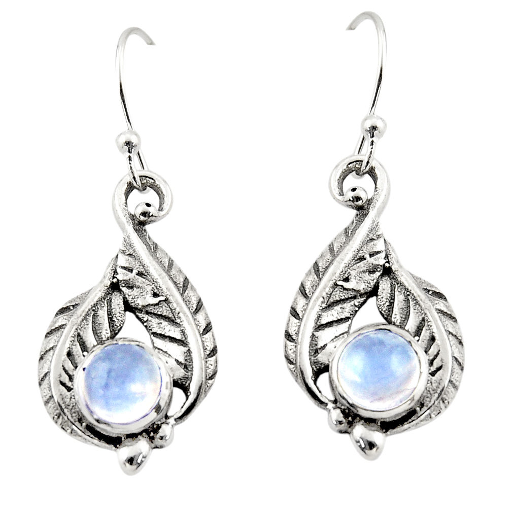 2.05cts natural rainbow moonstone 925 sterling silver dangle earrings r42918