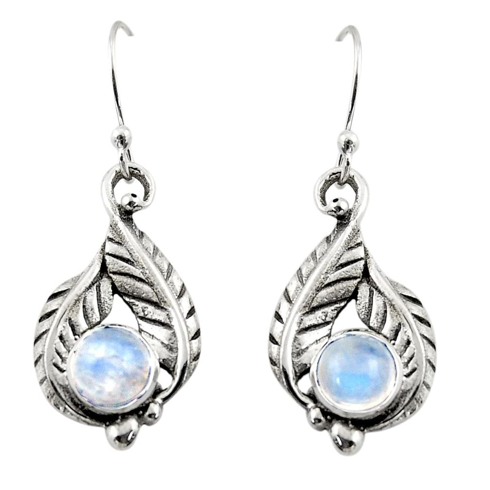 2.02cts natural rainbow moonstone 925 sterling silver dangle earrings r42940