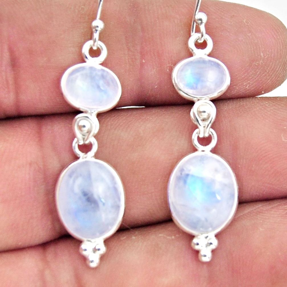 12.15cts natural rainbow moonstone 925 sterling silver dangle earrings r44976