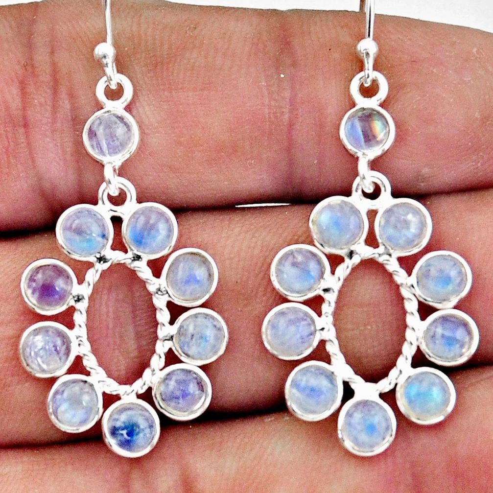 8.12cts natural rainbow moonstone 925 sterling silver dangle earrings r45074
