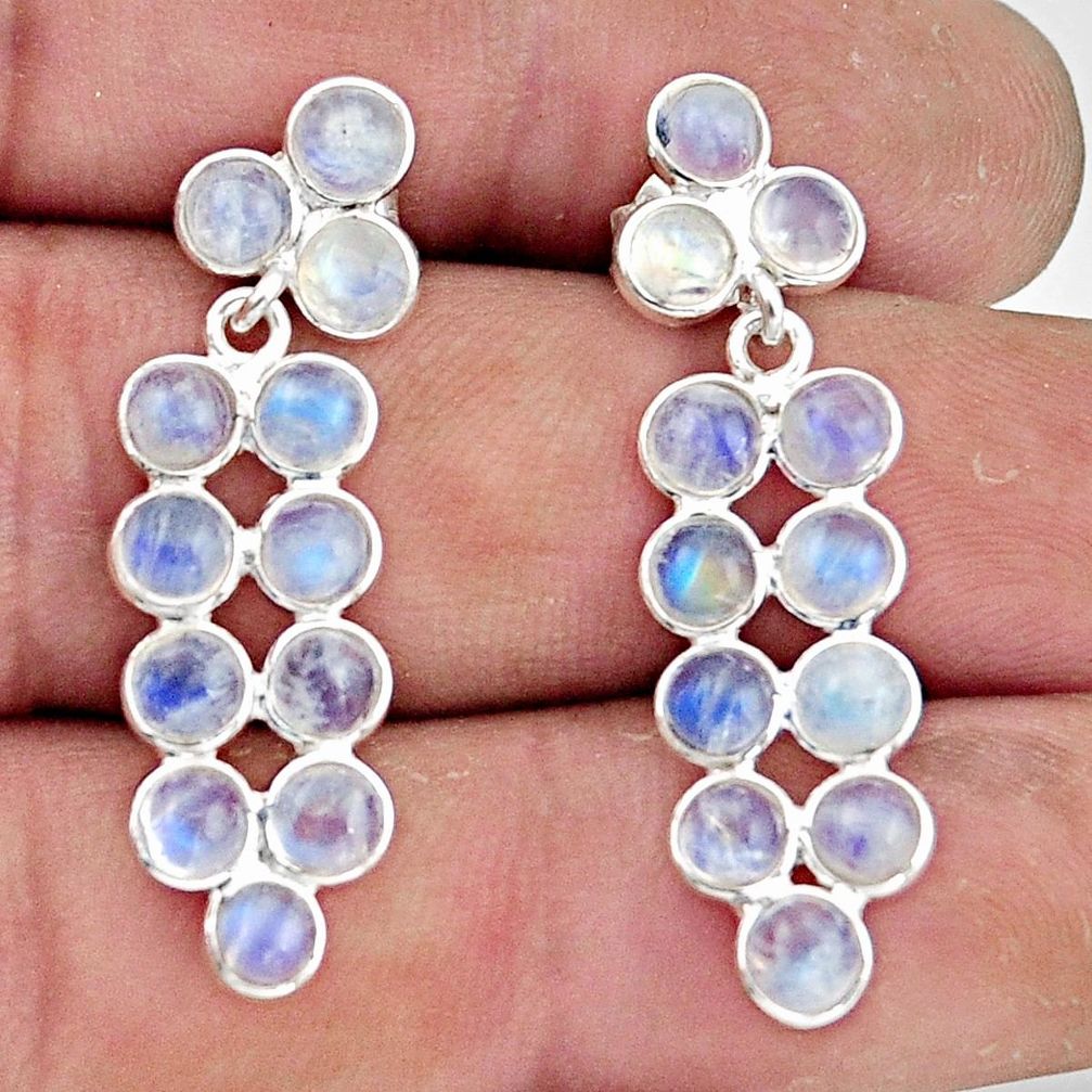 9.64cts natural rainbow moonstone 925 sterling silver dangle earrings r45078