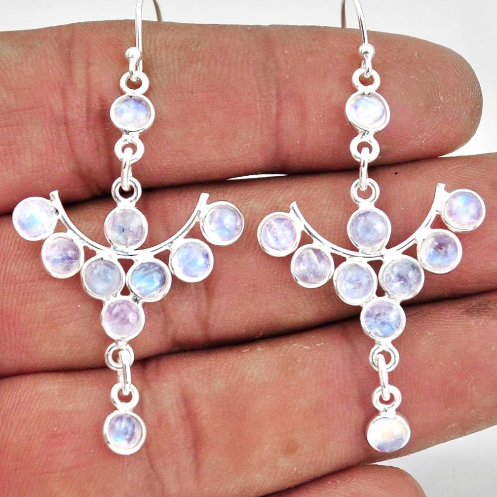 7.54cts natural rainbow moonstone 925 sterling silver dangle earrings r45091