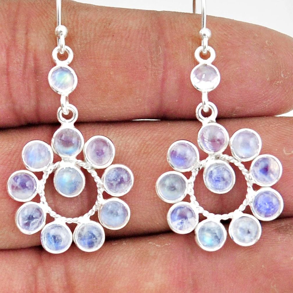 9.31cts natural rainbow moonstone 925 sterling silver dangle earrings r45115