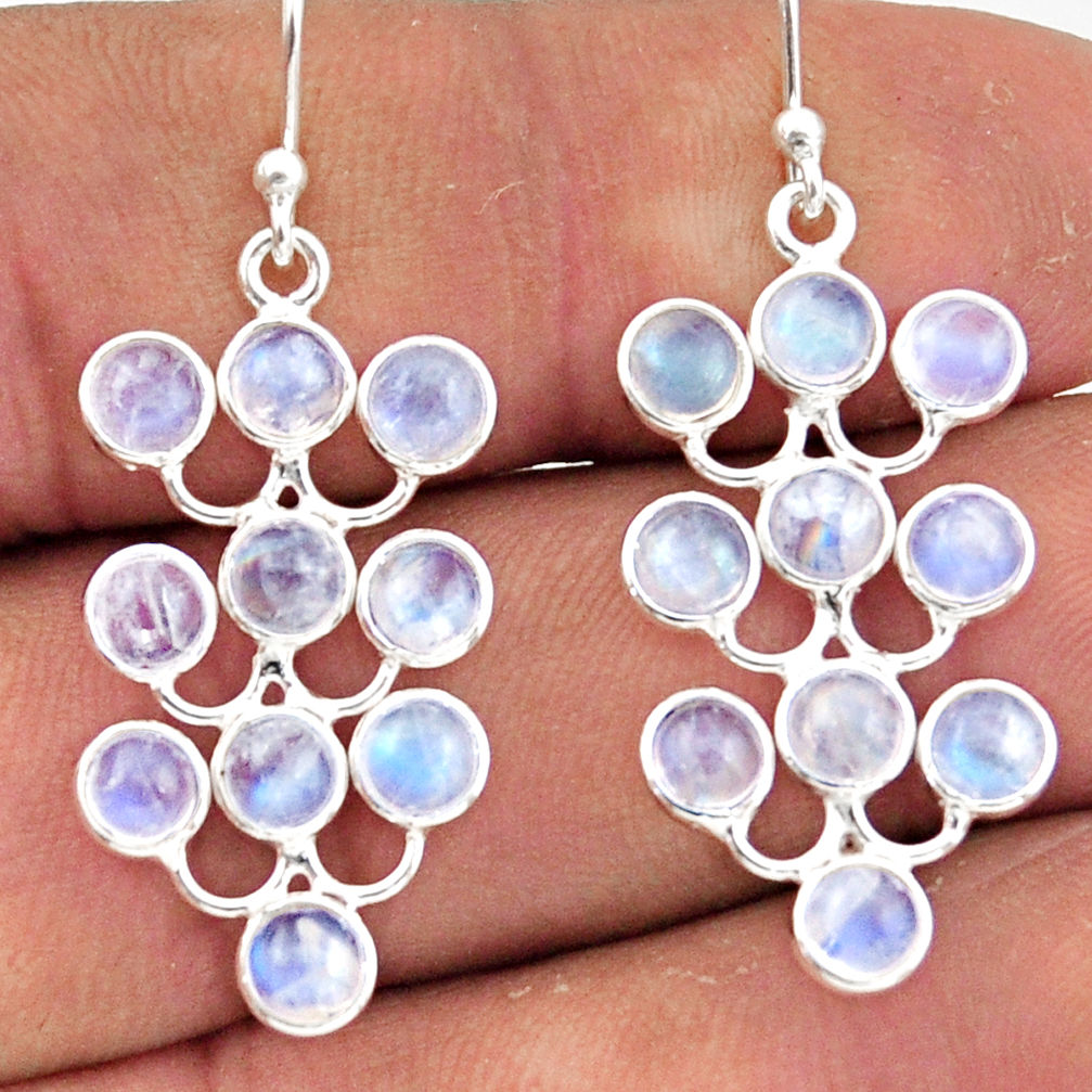 9.15cts natural rainbow moonstone 925 sterling silver dangle earrings r45116
