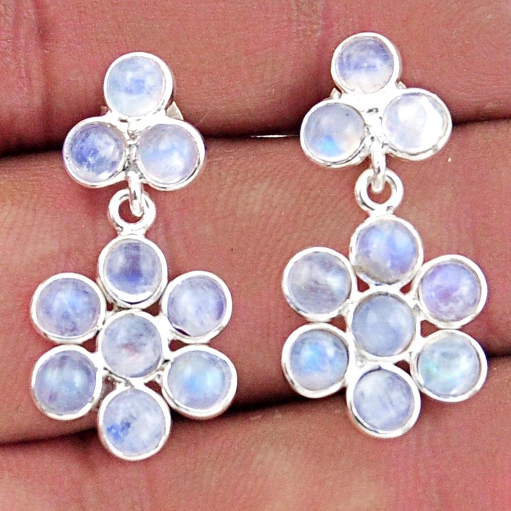9.46cts natural rainbow moonstone 925 sterling silver dangle earrings r45120