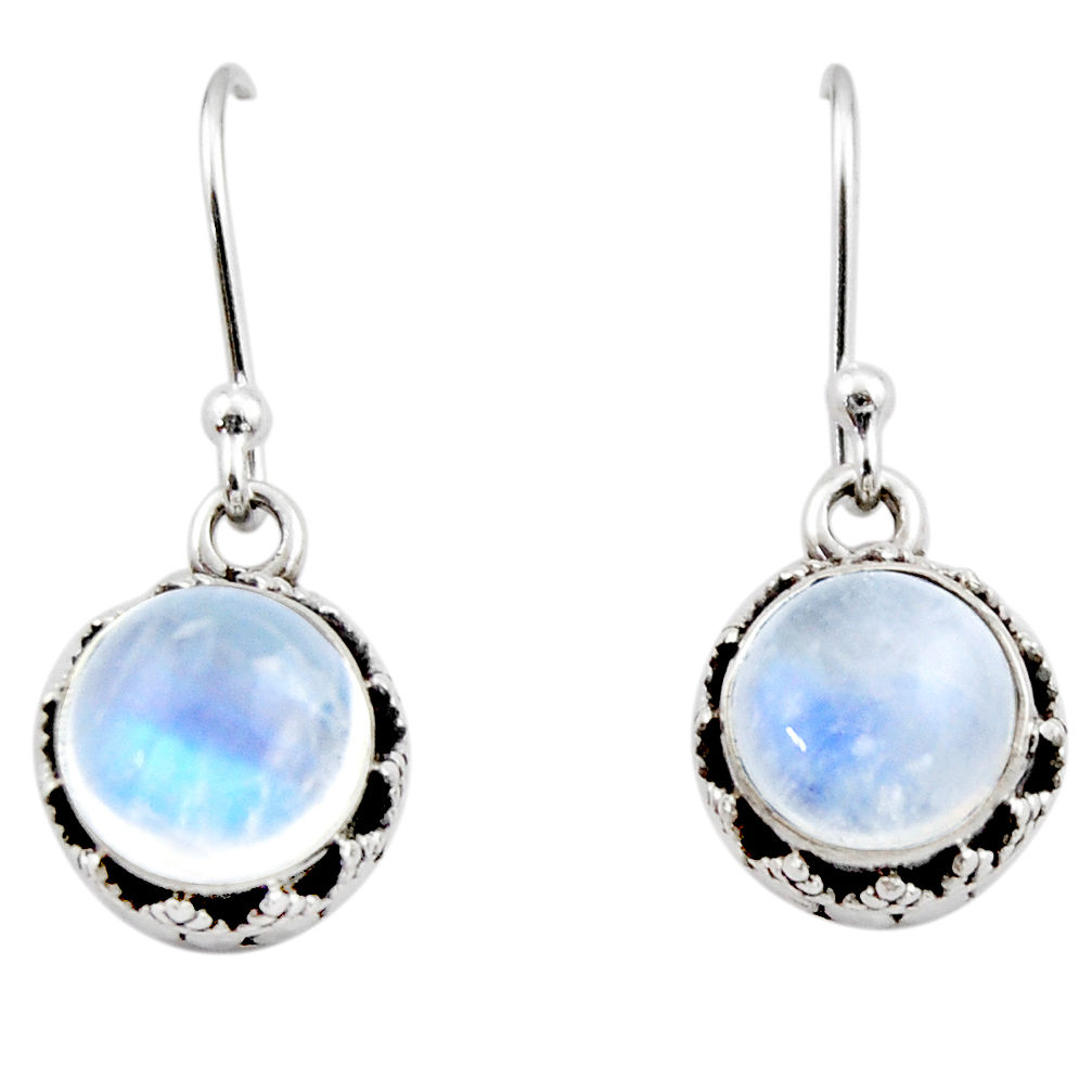 5.28cts natural rainbow moonstone 925 sterling silver dangle earrings r53022