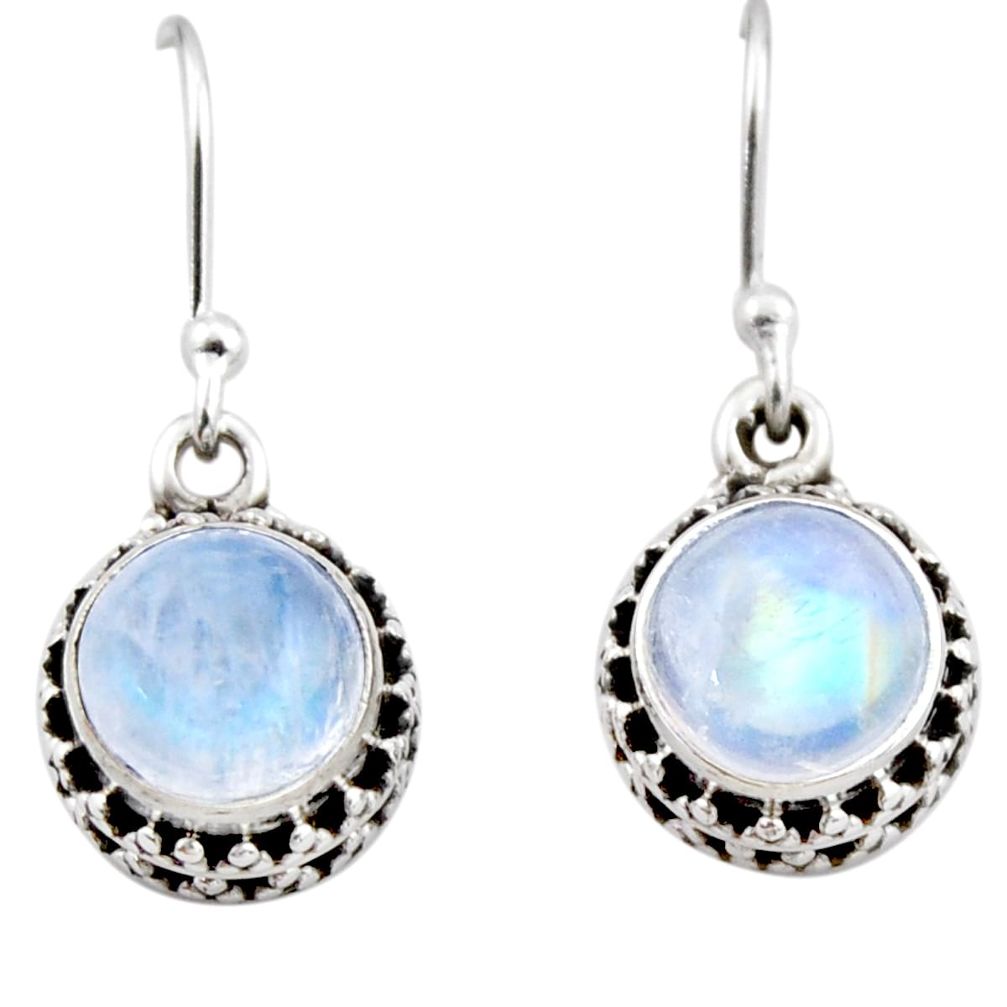 4.92cts natural rainbow moonstone 925 sterling silver dangle earrings r53030