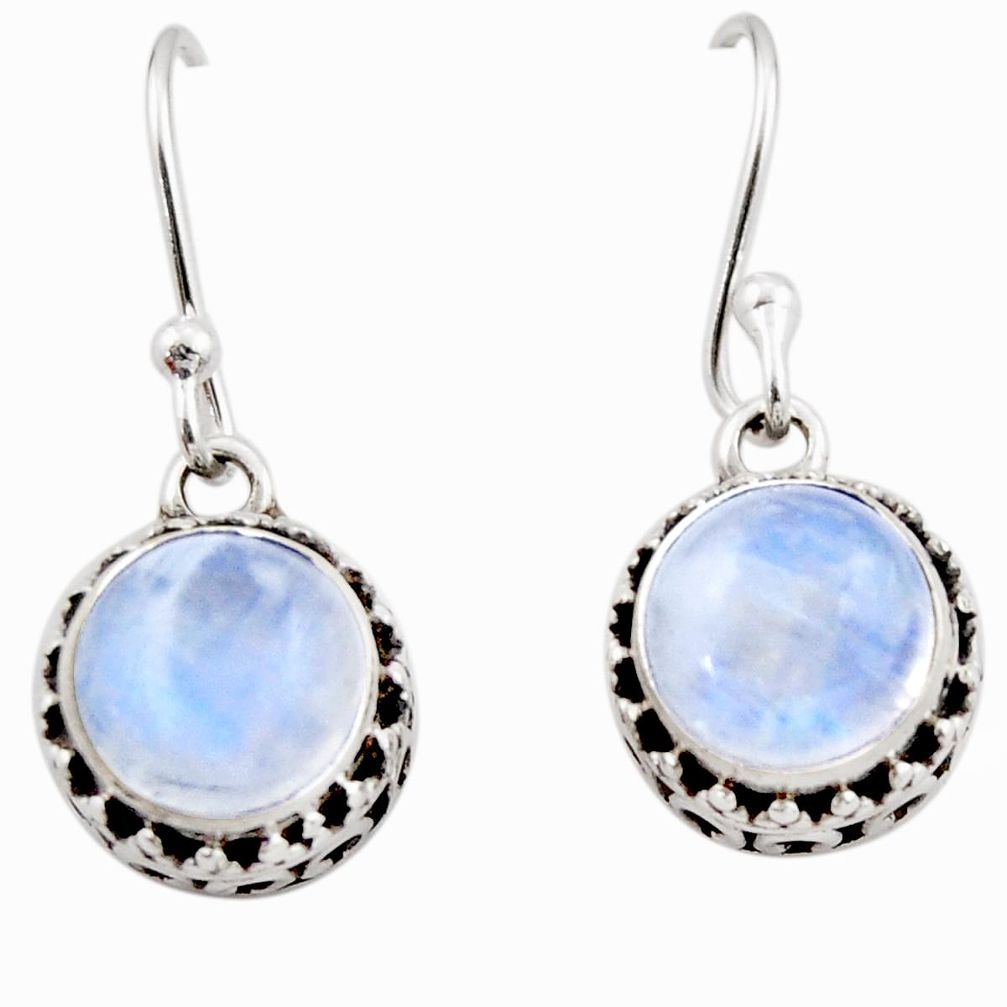 5.63cts natural rainbow moonstone 925 sterling silver dangle earrings r53032