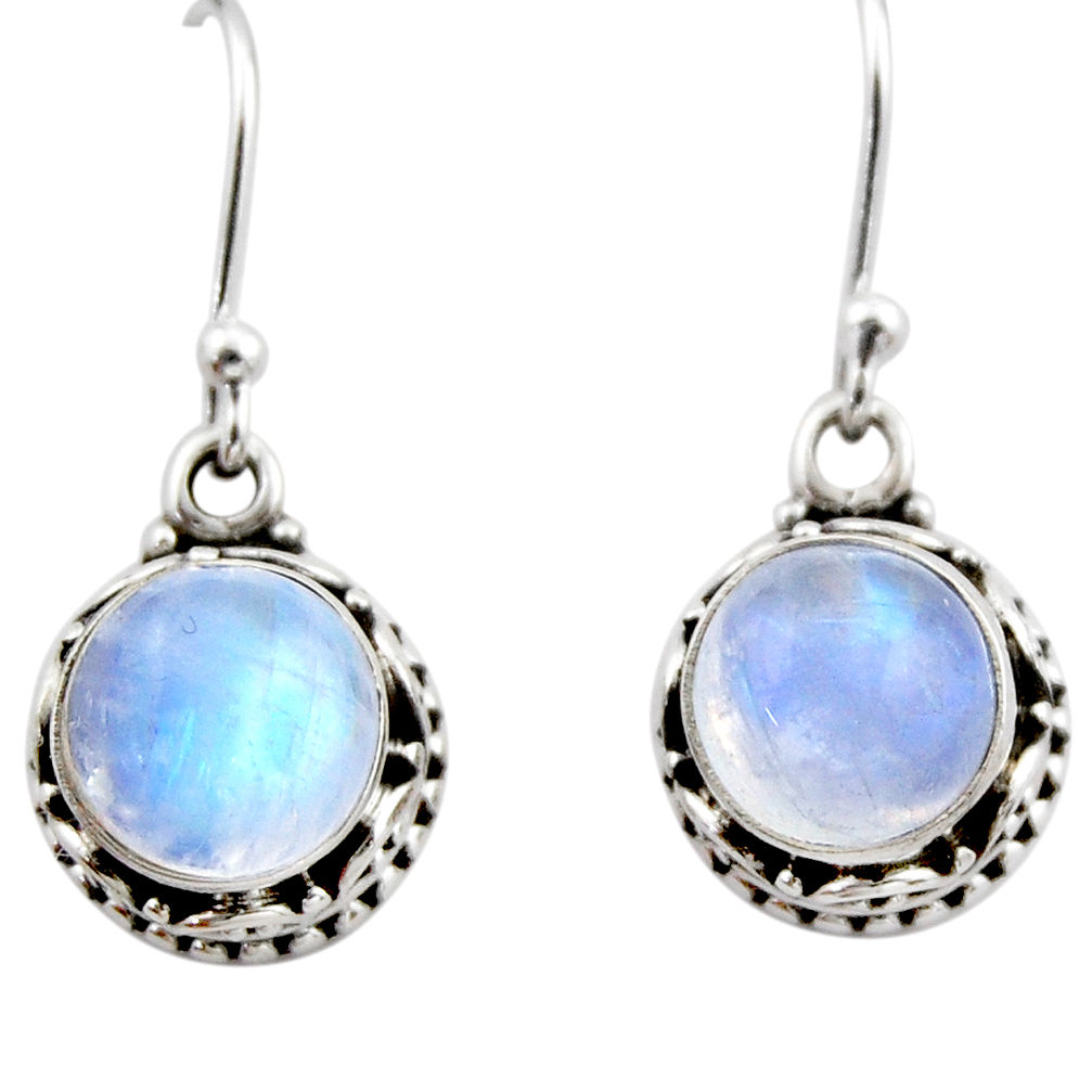 5.13cts natural rainbow moonstone 925 sterling silver dangle earrings r53040