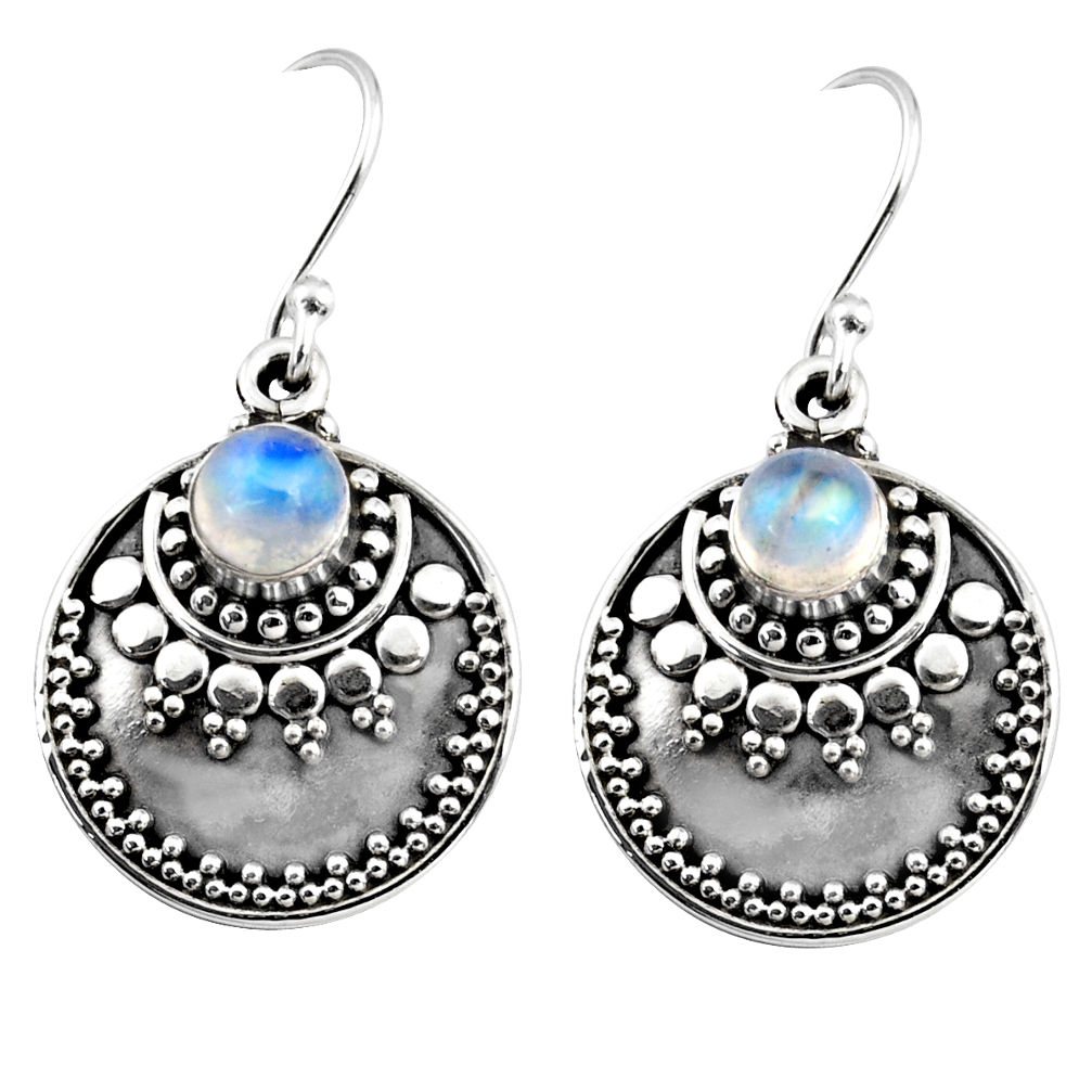 1.69cts natural rainbow moonstone 925 sterling silver dangle earrings r54038