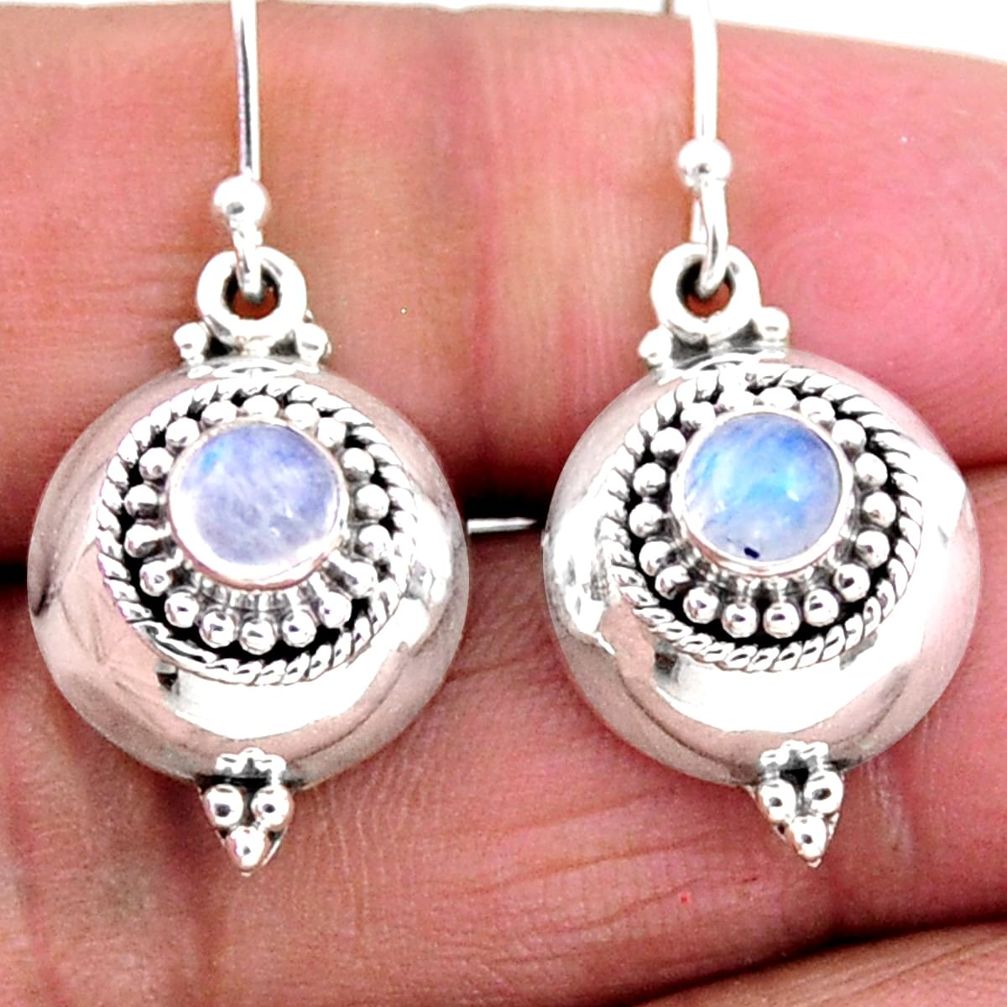 1.20cts natural rainbow moonstone 925 sterling silver dangle earrings r54112