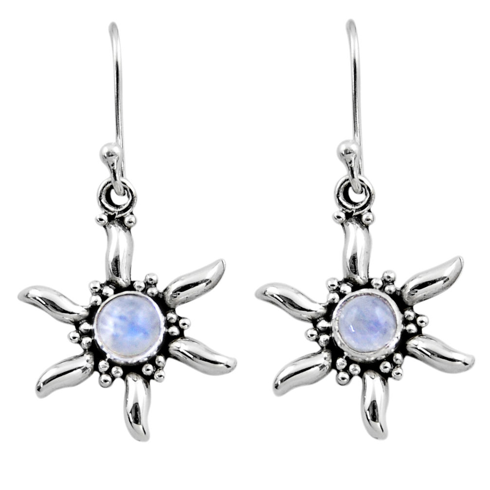 0.97cts natural rainbow moonstone 925 sterling silver dangle earrings r54234