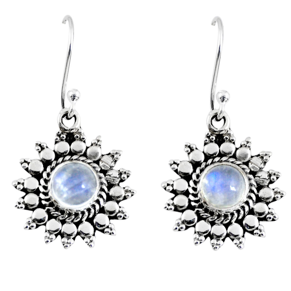 2.72cts natural rainbow moonstone 925 sterling silver dangle earrings r55167