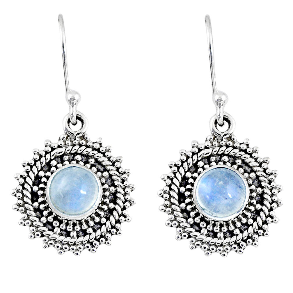 1.94cts natural rainbow moonstone 925 sterling silver dangle earrings r55214