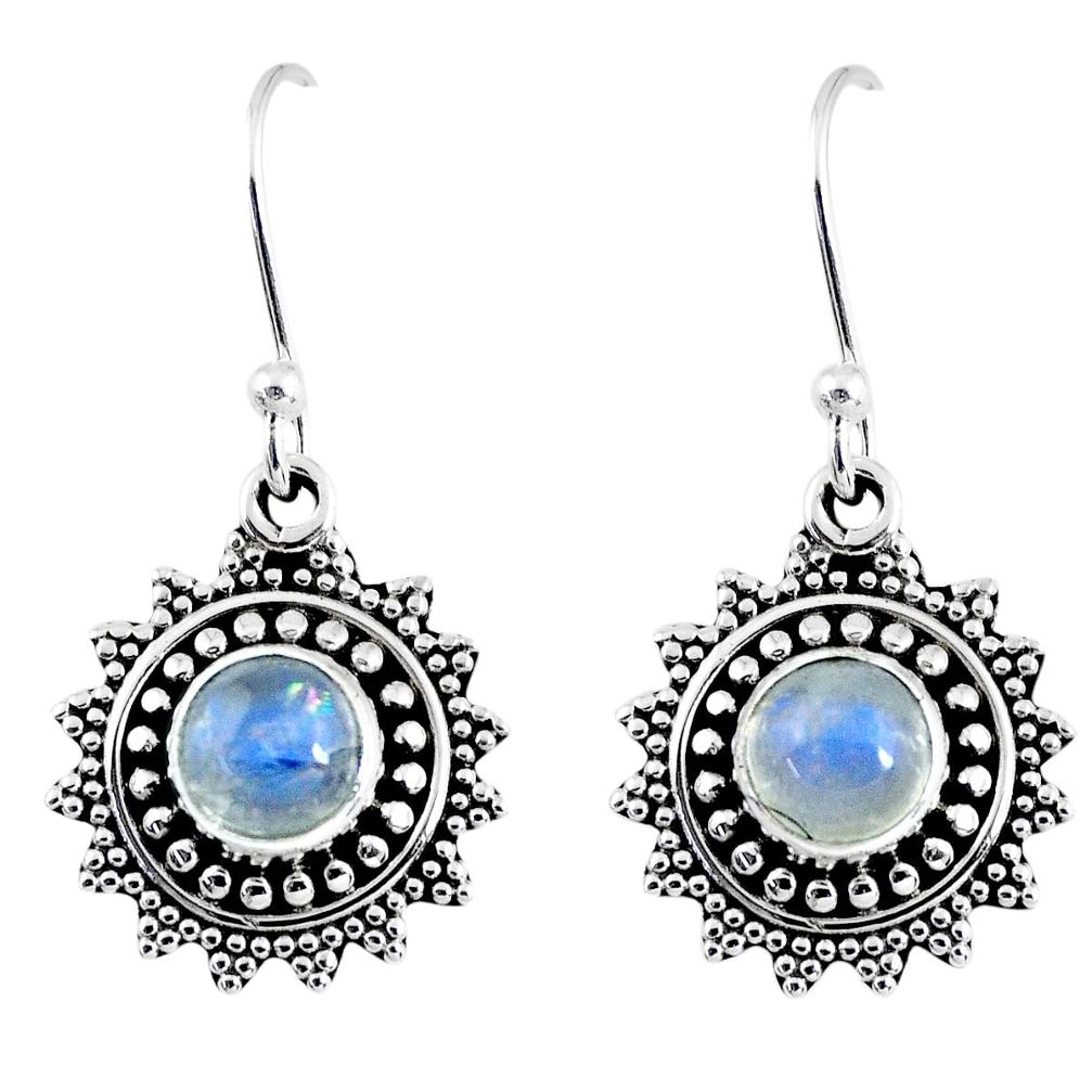 2.32cts natural rainbow moonstone 925 sterling silver dangle earrings r55237
