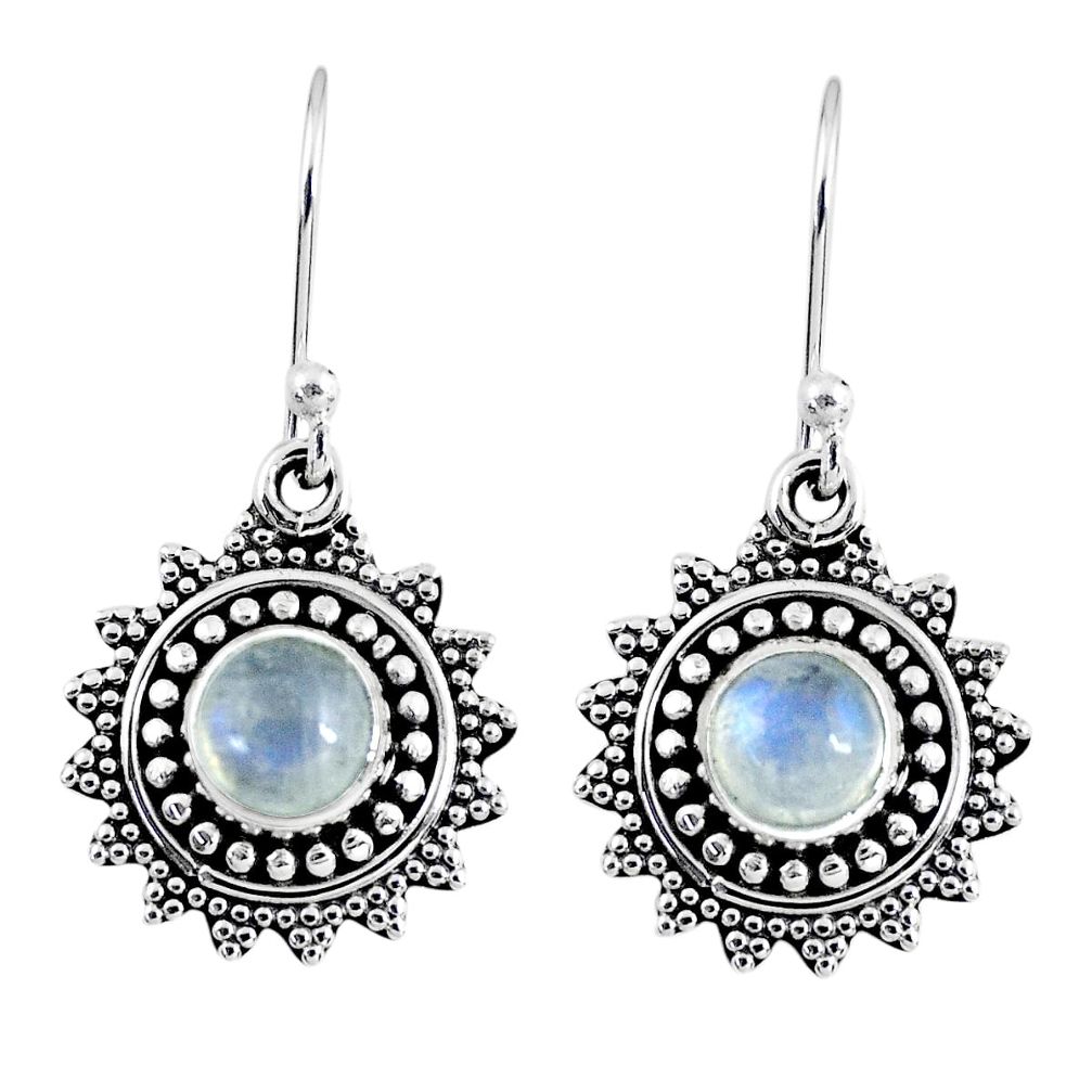 2.33cts natural rainbow moonstone 925 sterling silver dangle earrings r55238