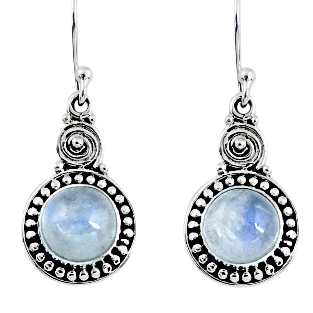 5.11cts natural rainbow moonstone 925 sterling silver dangle earrings r55257