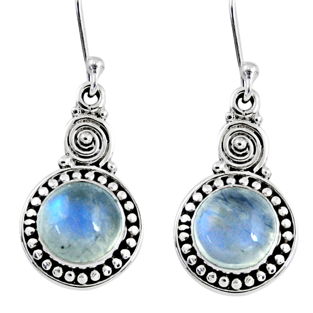 5.11cts natural rainbow moonstone 925 sterling silver dangle earrings r55259