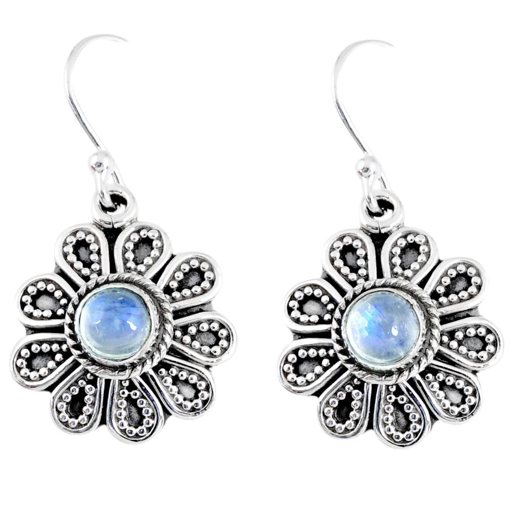 1.81cts natural rainbow moonstone 925 sterling silver dangle earrings r55353