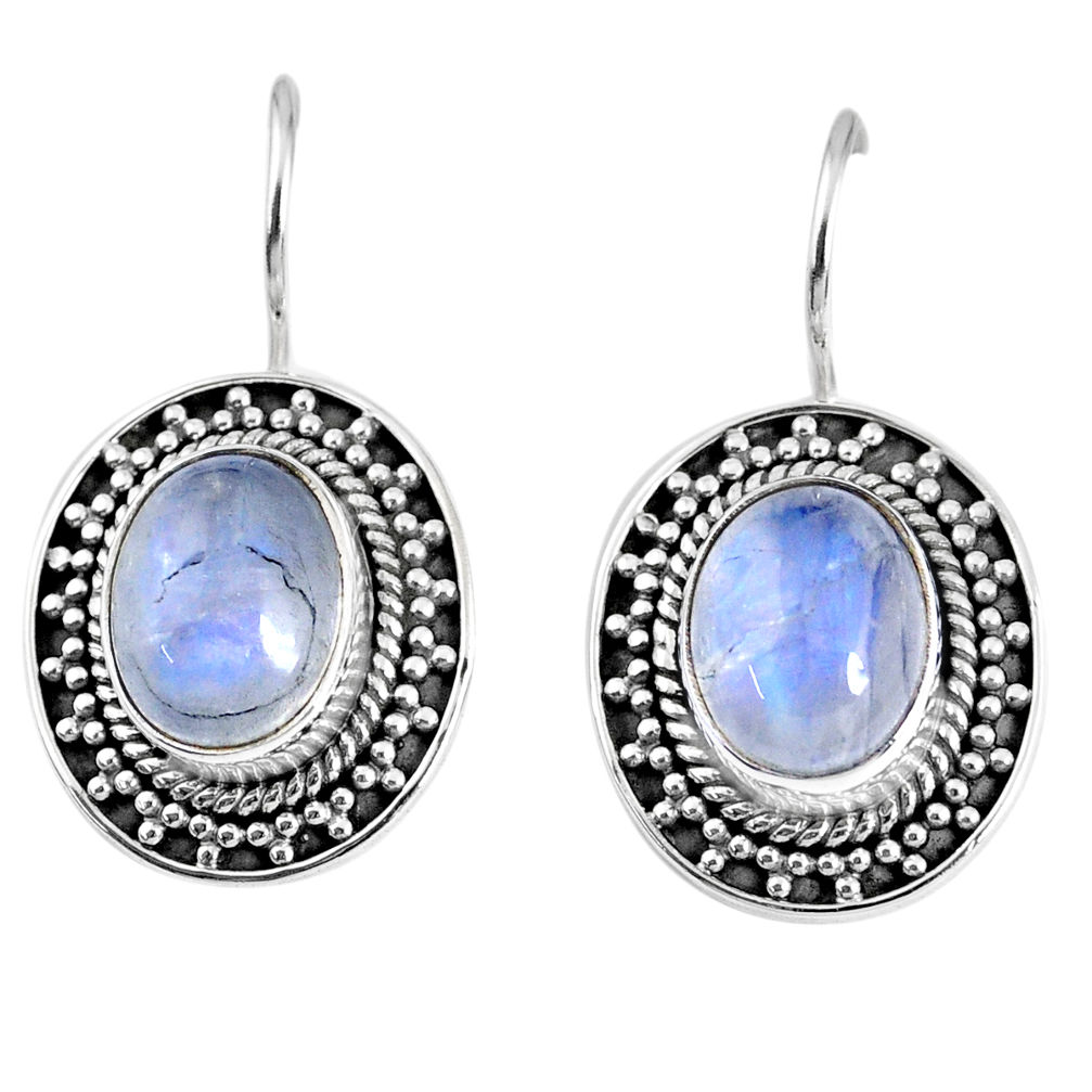 7.22cts natural rainbow moonstone 925 sterling silver dangle earrings r59755