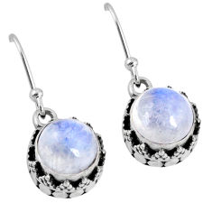 5.38cts natural rainbow moonstone 925 sterling silver dangle earrings r60154