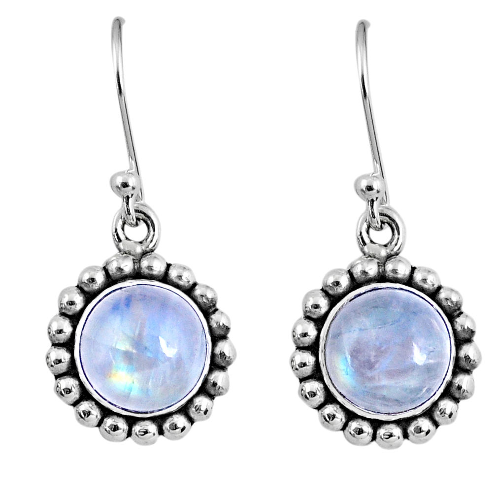 5.09cts natural rainbow moonstone 925 sterling silver dangle earrings r60497