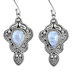 Clearance Sale- 4.69cts natural rainbow moonstone 925 sterling silver dangle earrings r60980
