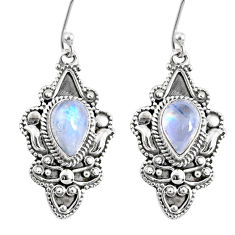 4.71cts natural rainbow moonstone 925 sterling silver dangle earrings r60996