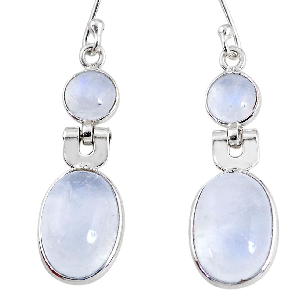 11.20cts natural rainbow moonstone 925 sterling silver dangle earrings r63981