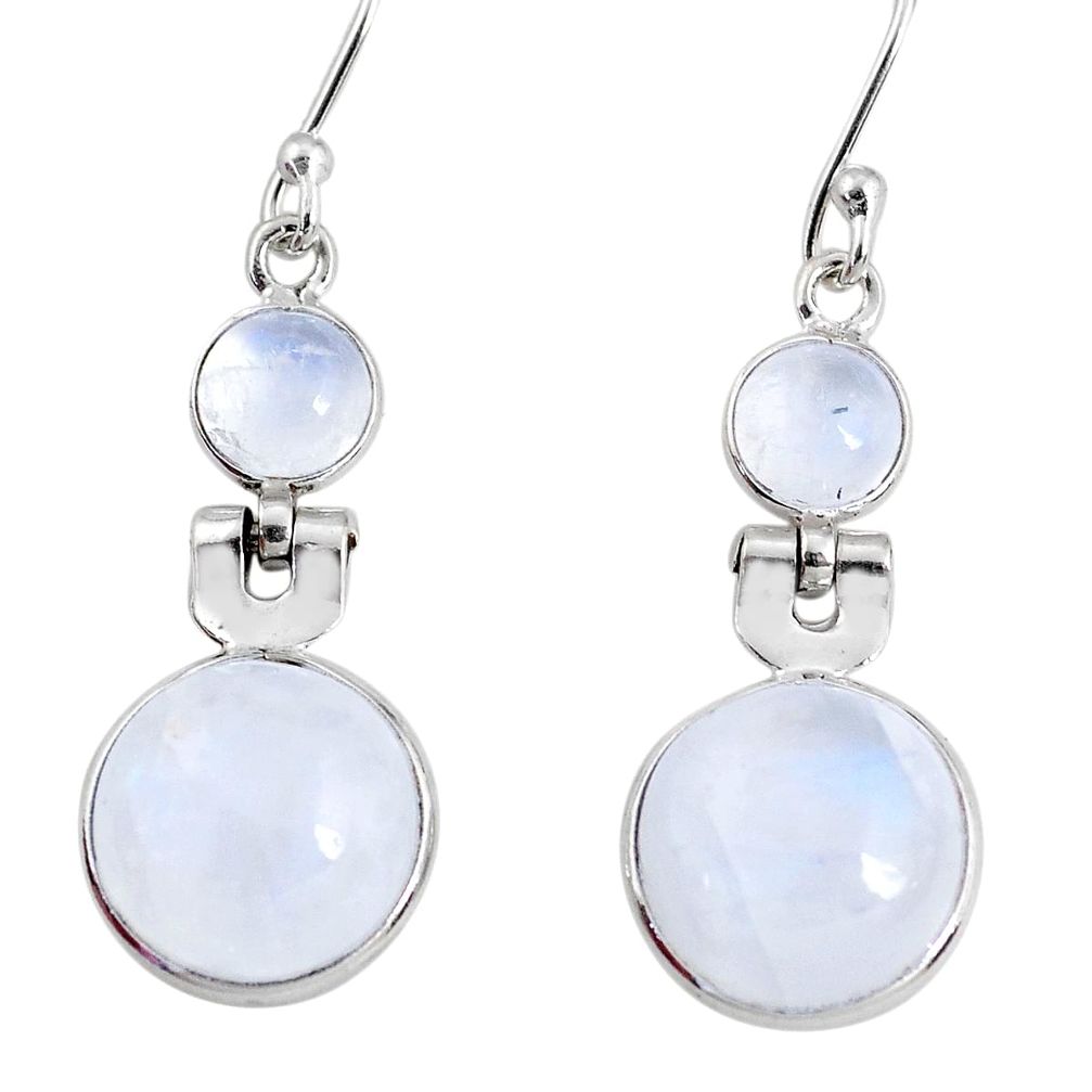 11.57cts natural rainbow moonstone 925 sterling silver dangle earrings r63985