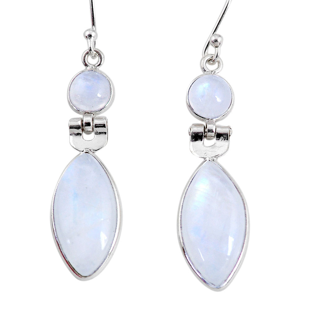 12.07cts natural rainbow moonstone 925 sterling silver dangle earrings r63989