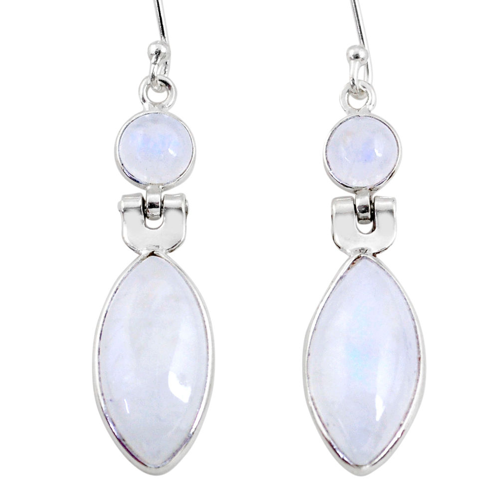 11.73cts natural rainbow moonstone 925 sterling silver dangle earrings r64002